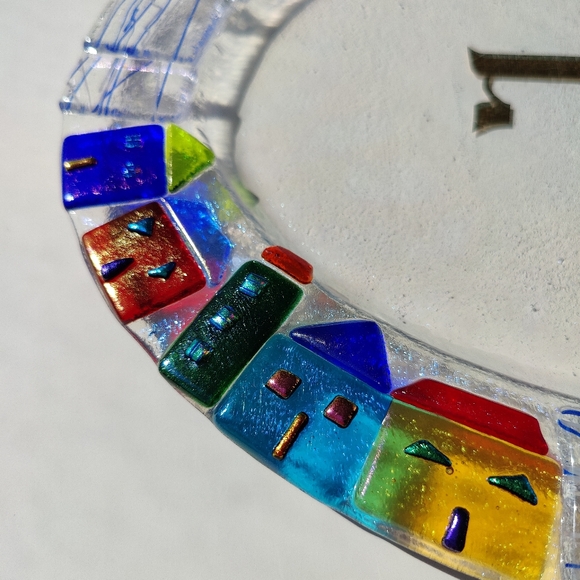 Fused Glass | oval Challah platter 15 inches long - Picture 7 of 16